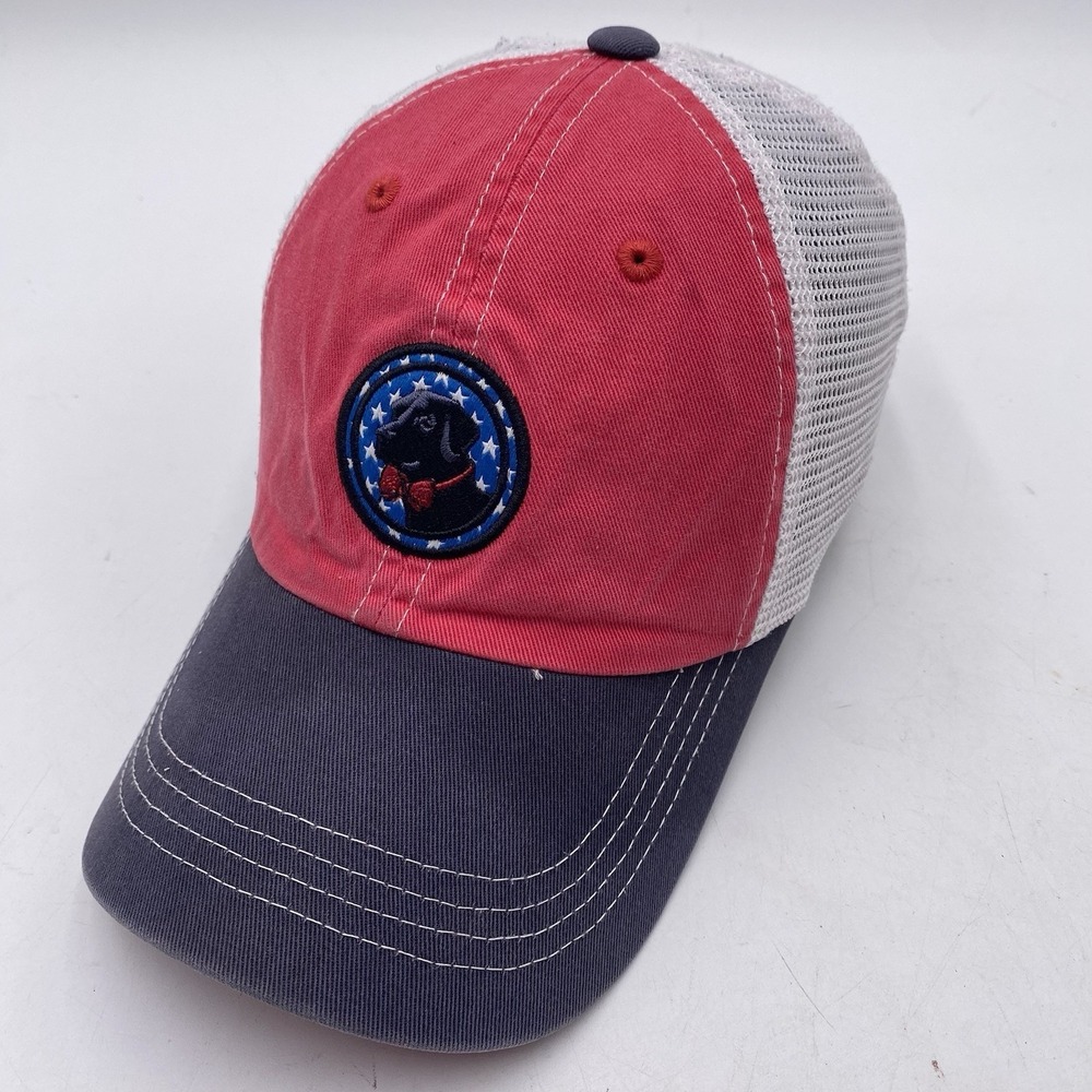 Southern Proper Black Lab Hat Red Patriotic SnapBack Mesh Trucker Cleaned VGC